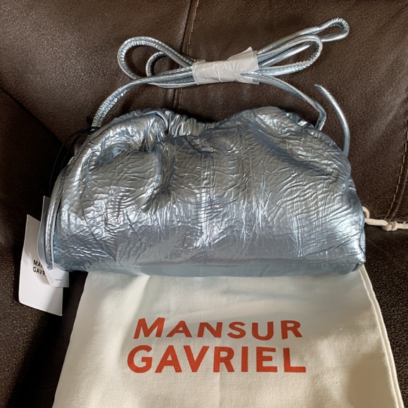 Mansur Gavriel Mini Cloud Crinkled Metallic Clutch - Picture 6 of 13